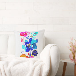Almofada Retro 70s Psicodélico Abstrato Floral Fluido