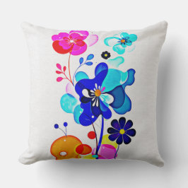 Almofada Retro 70s Psicodélico Abstrato Floral Fluido