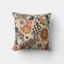 Almofada Retro 90s Grunge Celestial Doodle Pattern 