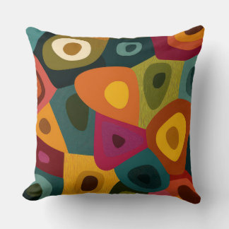 Almofada Retro Abstract Color Block Modern Throw Pillow