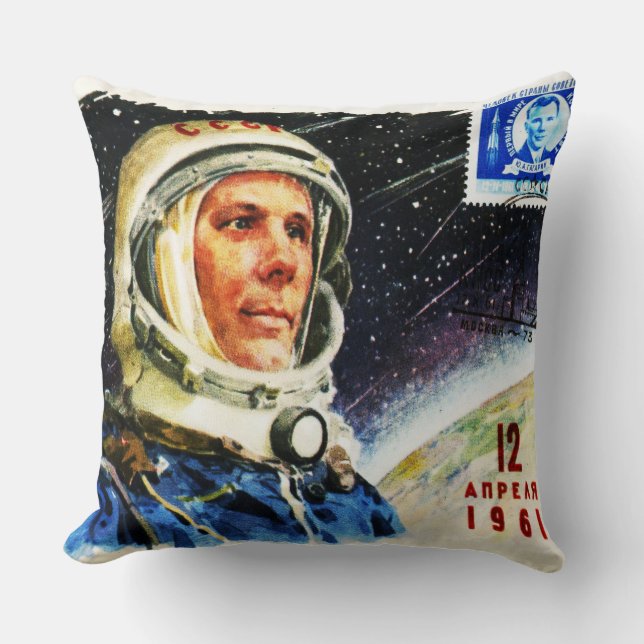 Almofada RETRO ASTRONAUT ILLUSTRATION 1960's SPACE VIAGEM (Frente)