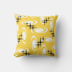 Almofada Retro Atomic Agirls Stars Padrão Amarelo