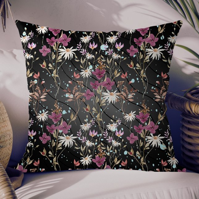 Almofada Retro Boho Elegant Wildflower (Criador carregado)
