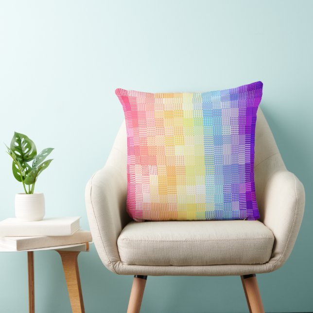 Almofada Retro Boho Funky Excêntrico Xenogênero Xadrez Orgu (Cadeira)