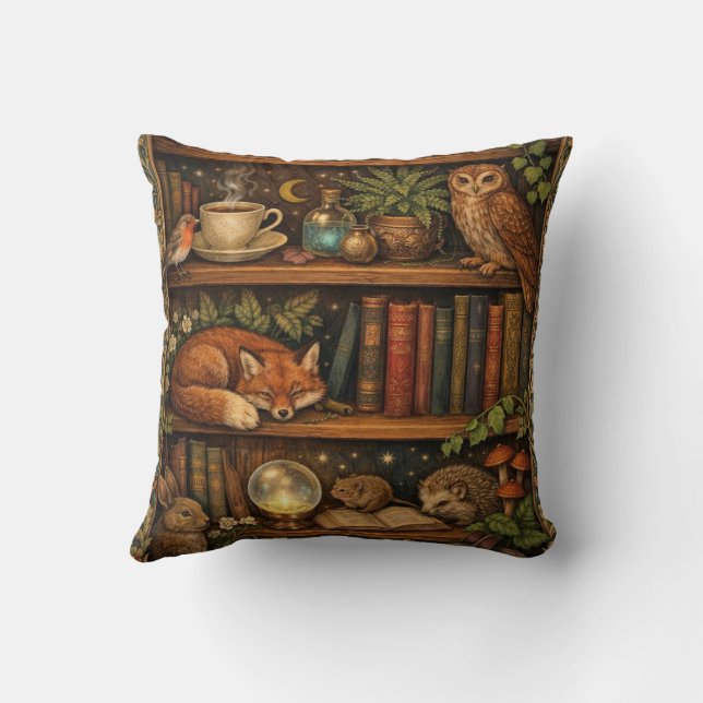Almofada Retro book lover woodland animals (Verso)