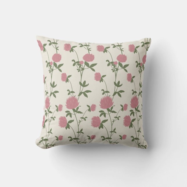 Almofada Retro Botanical Meadow Clover | Vintage Archive (Frente)