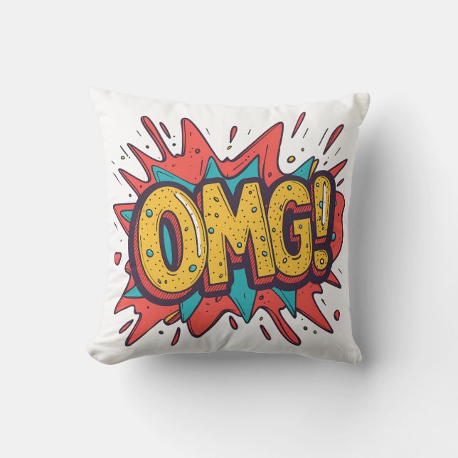 Almofada Retro Comic “OMG!” Pop Art Decorative Pillow (Frente)