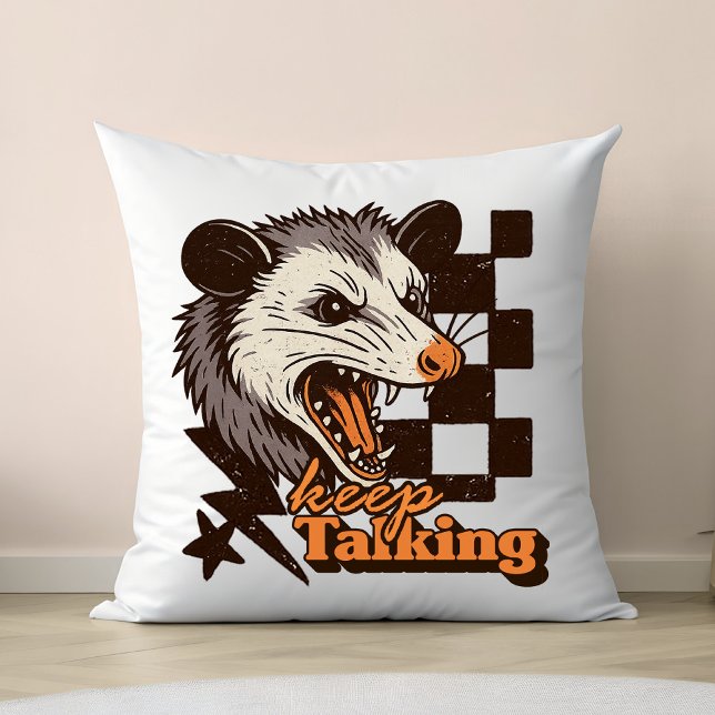 Almofada Retro Continue Falando Feral Possum: Animal Selvag (This keep talking feral possum design brings bold edgy humor to your day!
)