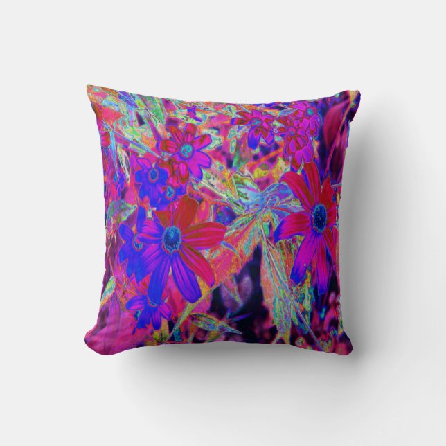 Almofada Retro Crimson Psicodélico e Flores Selvagens Magen (Frente)