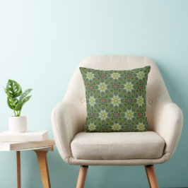 Almofada Retrô de Floral em Azulejo – Verde Vintag