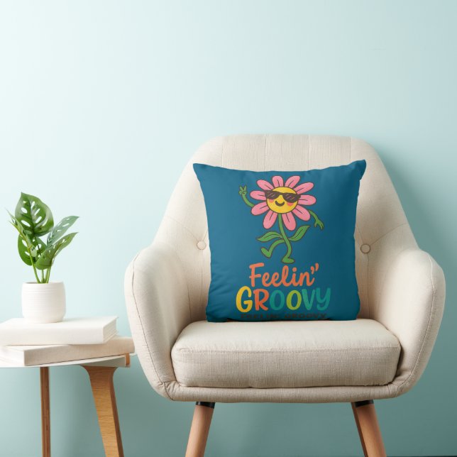 Almofada Retrô Flor Feelin' Groovy 40x40cm (Cadeira)