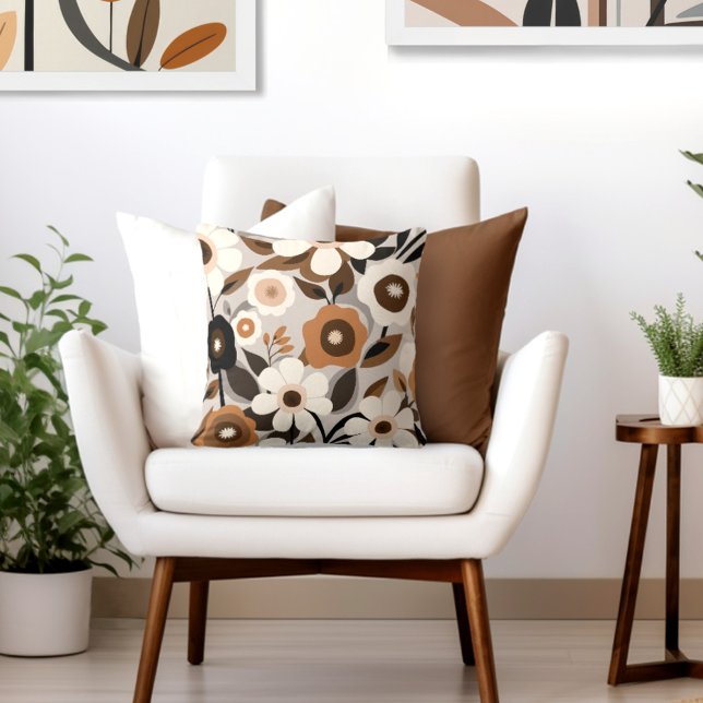 Almofada Retro Floral (Transform your space with the timeless beauty of mid century modern floral throw pillow.)