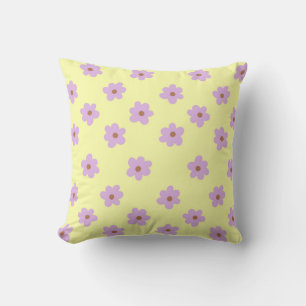Almofada Retro Floral Amarelo-Puro-Quente-Quente, Cheio,