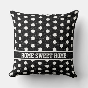Almofada Retro floral preto e branco moderno do meio século