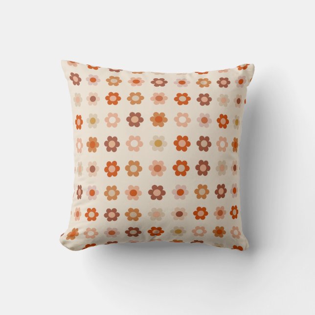 Almofada Retro Floral Terracotta Beige (Frente)