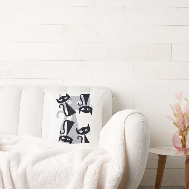 Almofada Retro, gatos pretos do século médio (Sofá)
