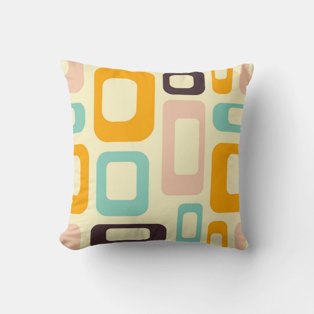 Almofada Retro geometric pattern in light beige background (Frente)