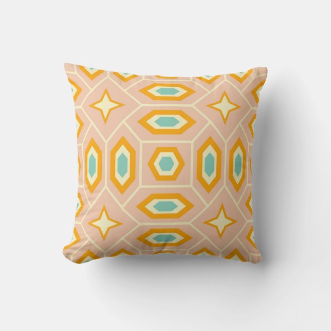 Almofada Retro geometric pattern with hexagons and stars (Frente)
