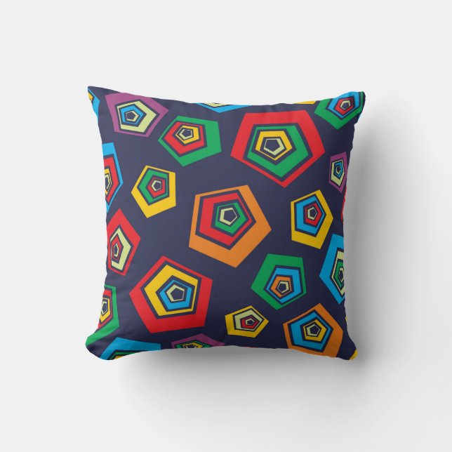 Almofada Retro Geometric Vibes Throw Pillow (Frente)