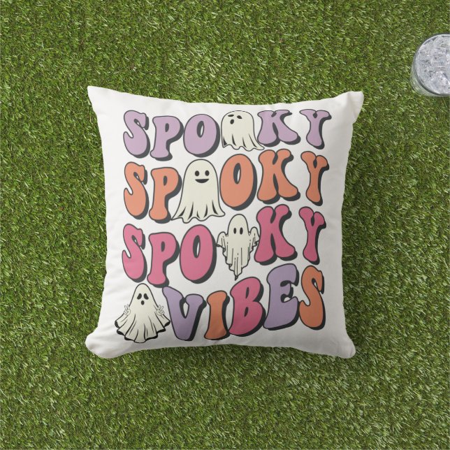 Almofada Retro Groovy Halloween Spooky Travesseiro decorati (Grama)