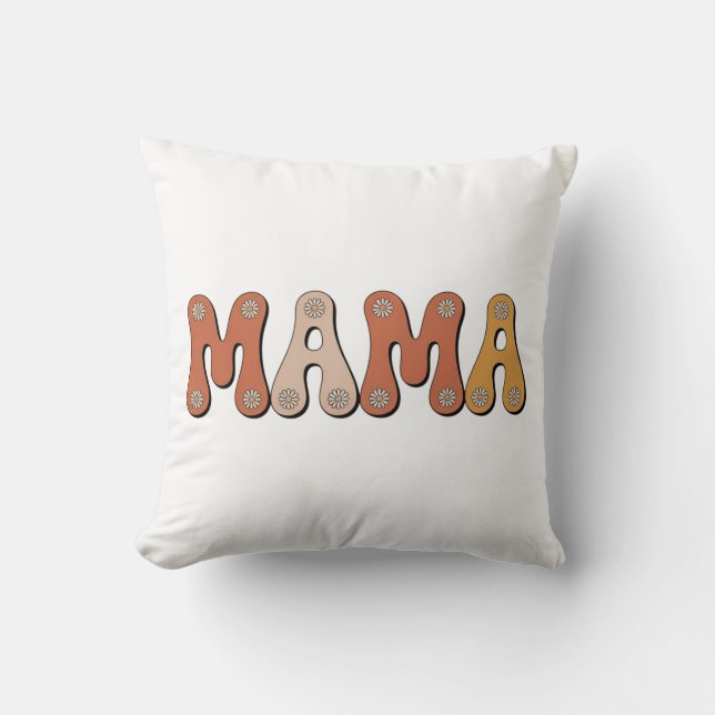 Almofada Retro Groovy Mama Personalizado Dia das Mães (Frente)