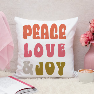 Almofada Retro Groovy Peace Love Joy Holiday