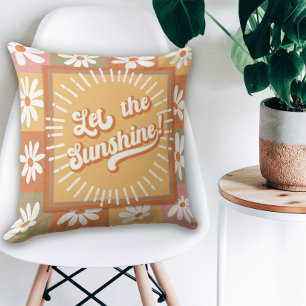 Almofada Retro Hippie Deixe a margarida sunshine voar 70s