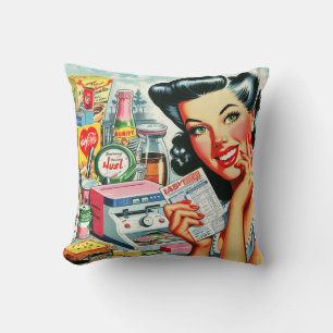 Almofada Retro Kitsch Linda Vintage Girl