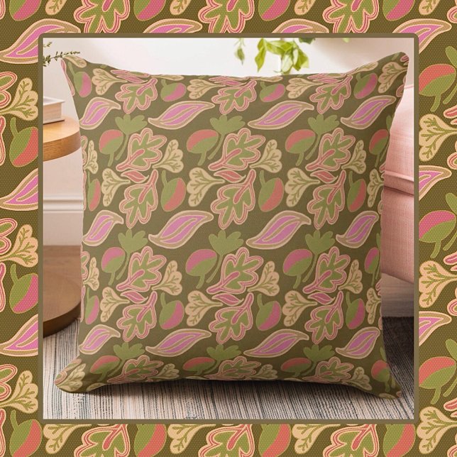 Almofada Retro leaves in bohem patterndesign (Criador carregado)