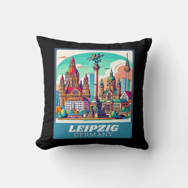 Almofada Retro Leipzig Skyline (Frente)