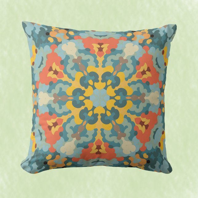 Almofada Retro Mandala Blue Orange e Yellow (Criador carregado)