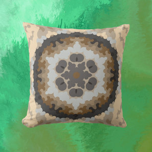 Almofada Retro Mandala Flower Brown e Tan