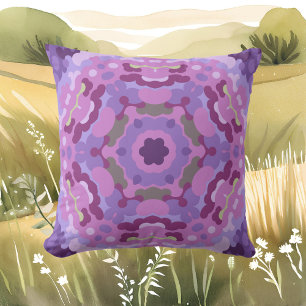 Almofada Retro Mandala Puro, Rosa e Azul
