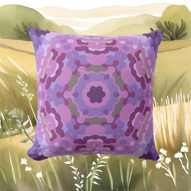 Almofada Retro Mandala Puro, Rosa e Azul (Criador carregado)