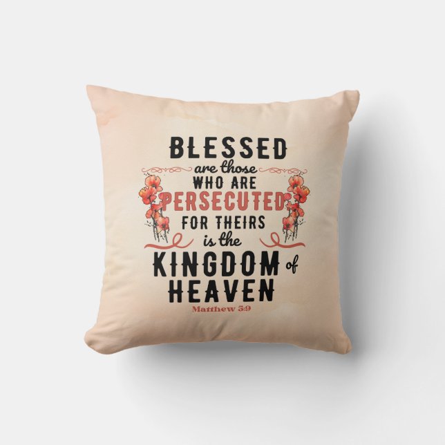 Almofada Retro Matthew 5:10 Poppies Travesseiro decorativo  (Frente)