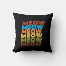 Almofada Retro Meow Typography Cat Lover Pillow
