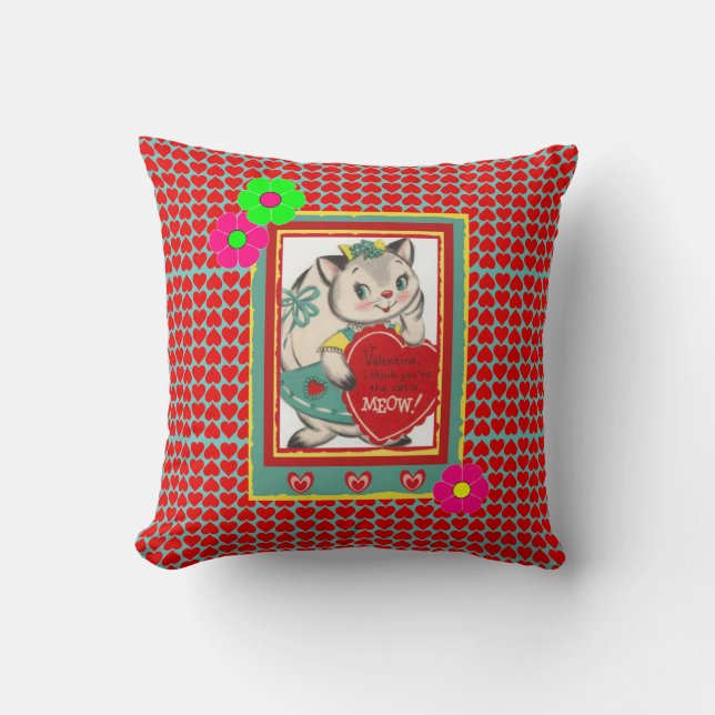 Almofada Retrô "Miau do Gato" para Dia dos Namorad (Frente)