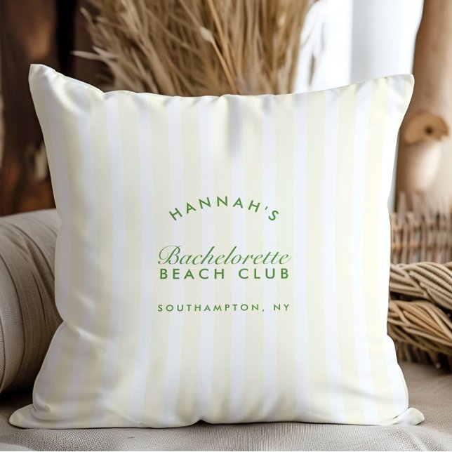 Almofada Retrô Moderno Vintage Verde e Amarelo Solteira (Retro Modern Vintage Green & Yellow Bachelorette Throw Pillow)