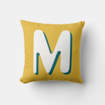 Retro Monograma Verde Água Branco Amarelo