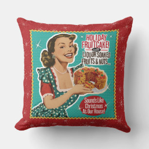 Almofada Retro Natal Engraçado como um bolo de frutas