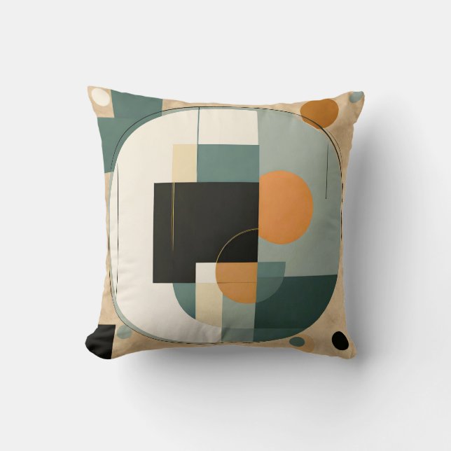 Almofada Retro Negrito: Círculos de Abstrato e Retângulos (Frente)