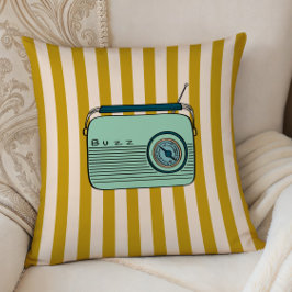 Almofada Retro Radio and Gold Stripes, Accent Pillow, 