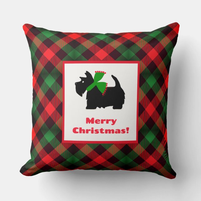Almofada Retro Red Green Black Scottish Terrier (Frente)