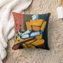 RETRO-ROBÔ JOGANDO XADREZ | DECORATIVO COLORIDO