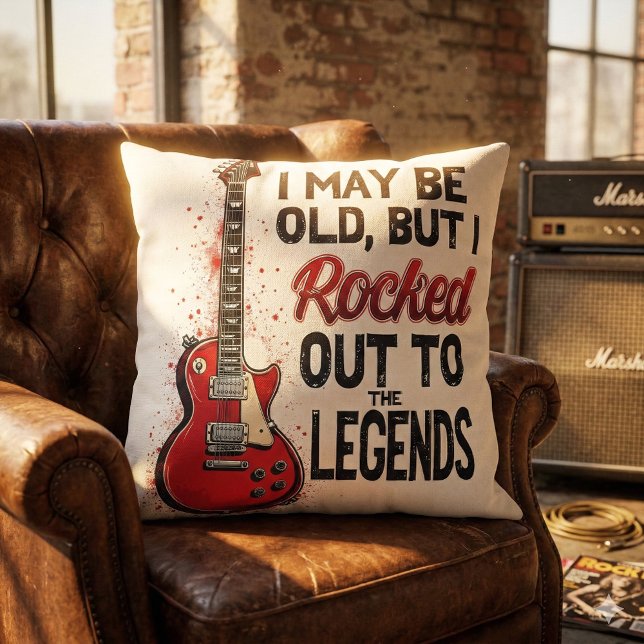 Almofada Retro Rock Guitar Classic Music Nostalgia Design (Retro Rock Guitar Classic Music Nostalgia Design Throw Pillow Mockup D)