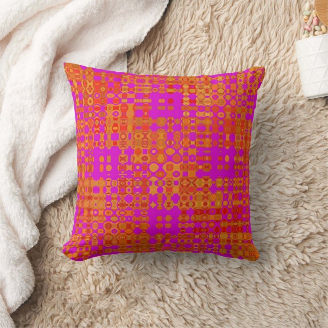 ALMOFADA RETRÔ ROSA E LARANJA (Cobertor)