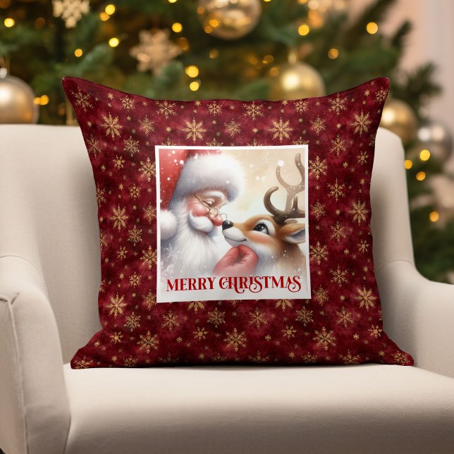 Almofada Retro Santa Rudolph Christmas Pillow Cozy Magic  (Retro Santa Rudolph Christmas Pillow Cozy Magic )