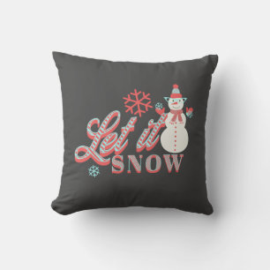Almofada Retro Snowman Deixe-o nevar Travesseiro decorativo