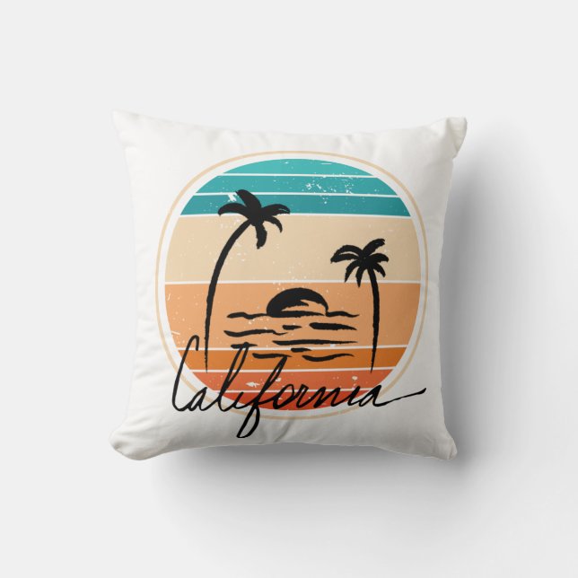 Almofada Retro solar da Califórnia Vintage (Frente)