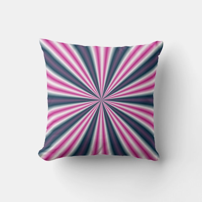 Almofada Retro Stripey Sun Burst Abstrato Art (Frente)